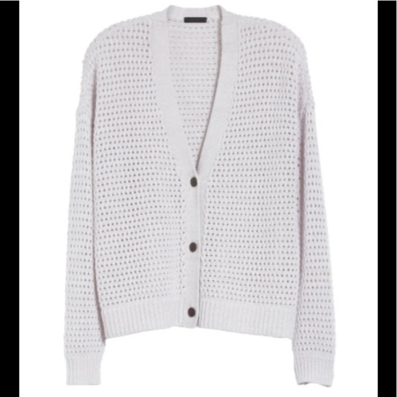 ATM Merino Wool Open Stitch Cardigan Dusty Mauve - Picture 4 of 11